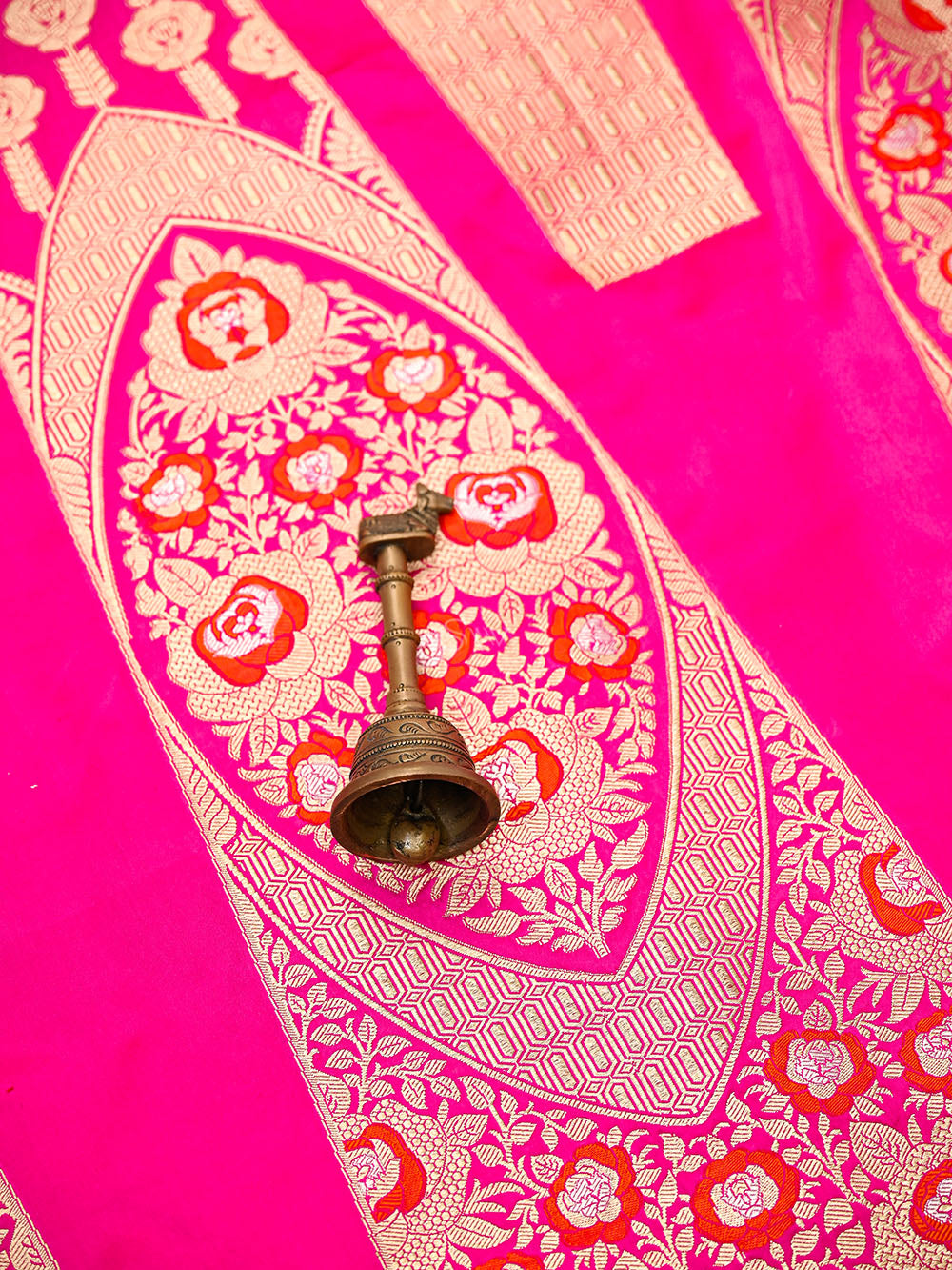 Magenta Meenakari Satin Silk Handloom Banarasi Lehenga - Sacred Weaves