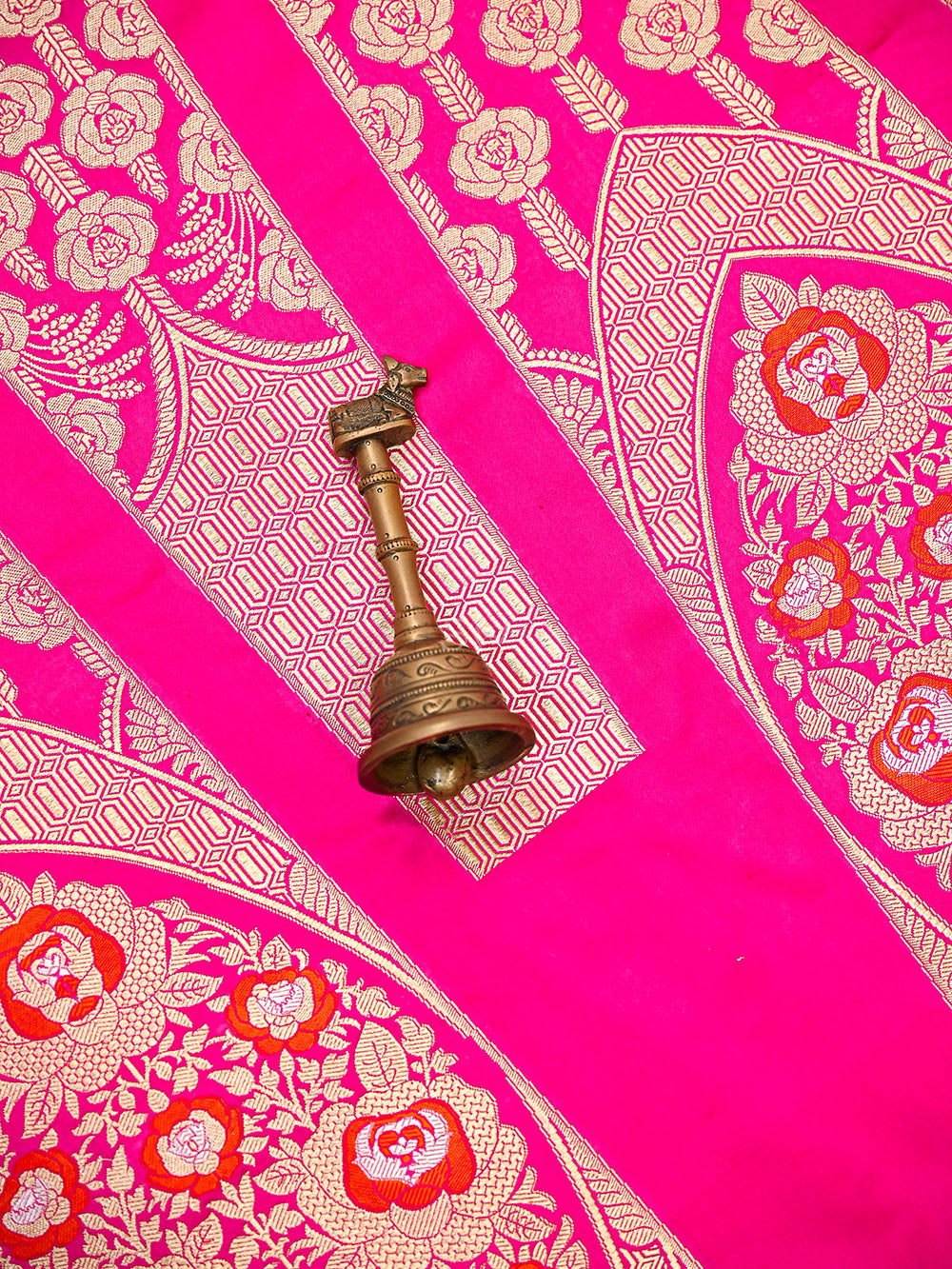 Magenta Meenakari Satin Silk Handloom Banarasi Lehenga - Sacred Weaves