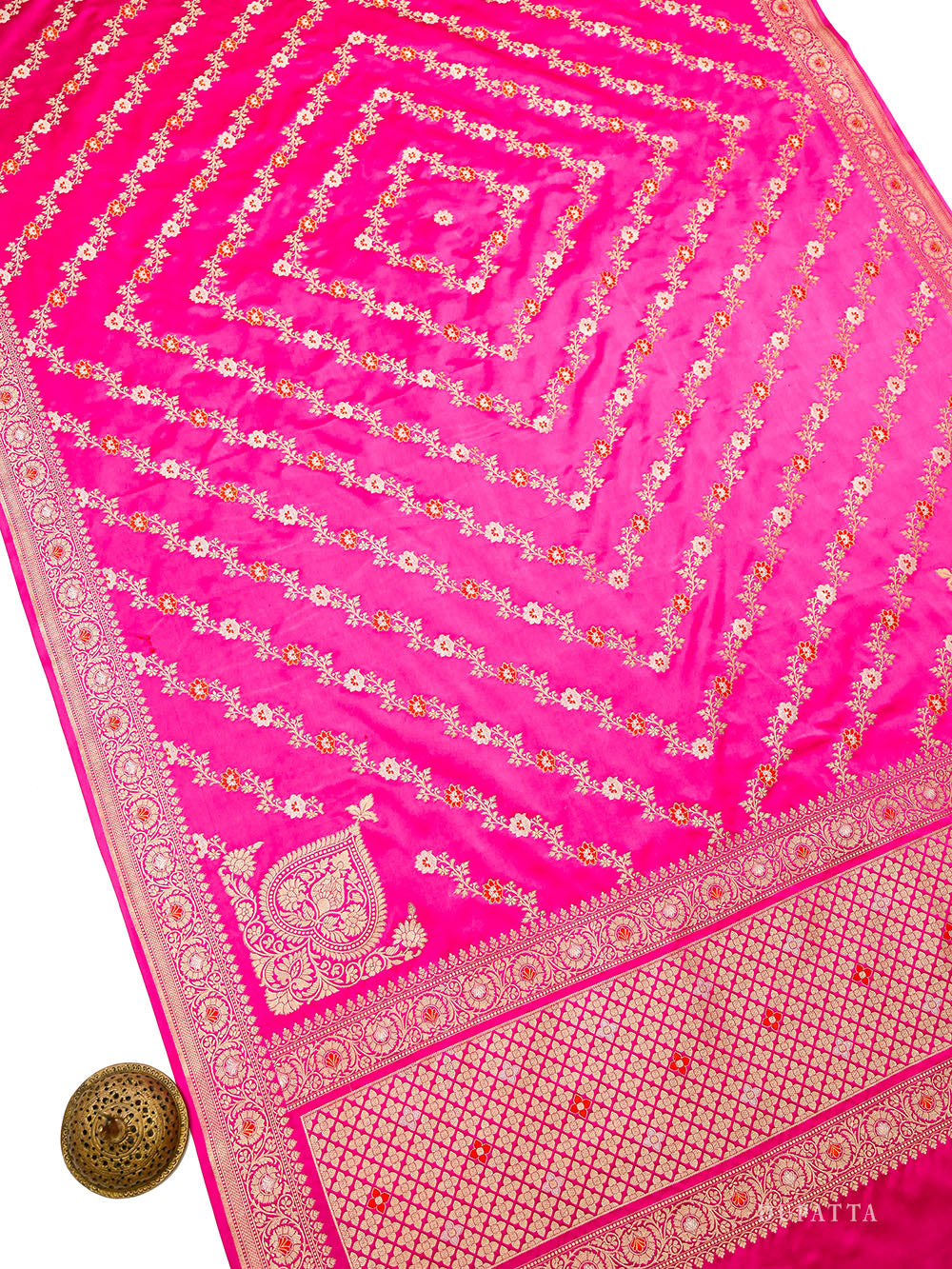 Magenta Meenakari Satin Silk Handloom Banarasi Lehenga - Sacred Weaves