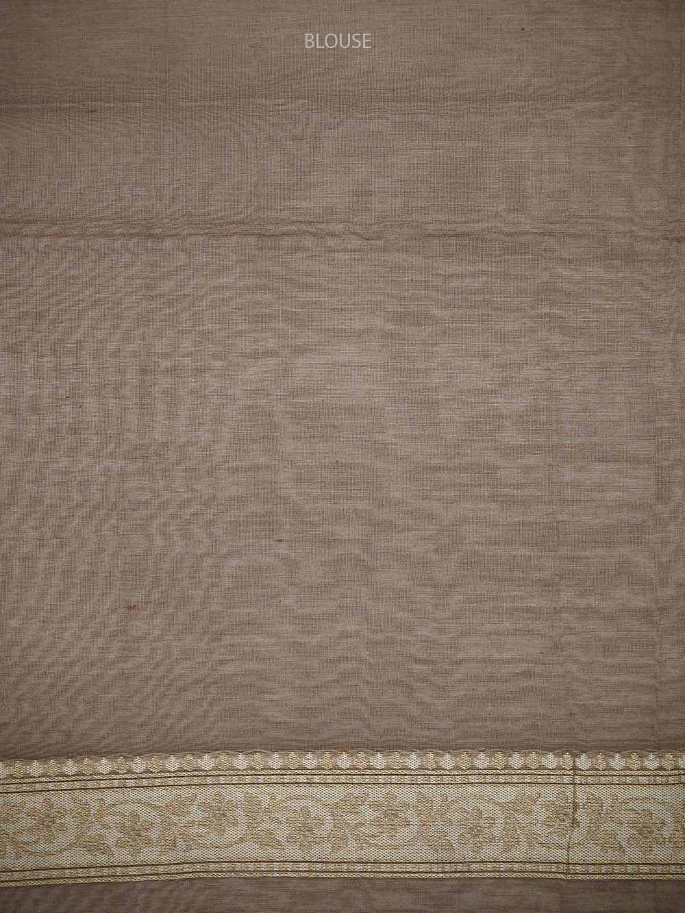 Light Brown Zari Cotton Saree - Sacred Weaves