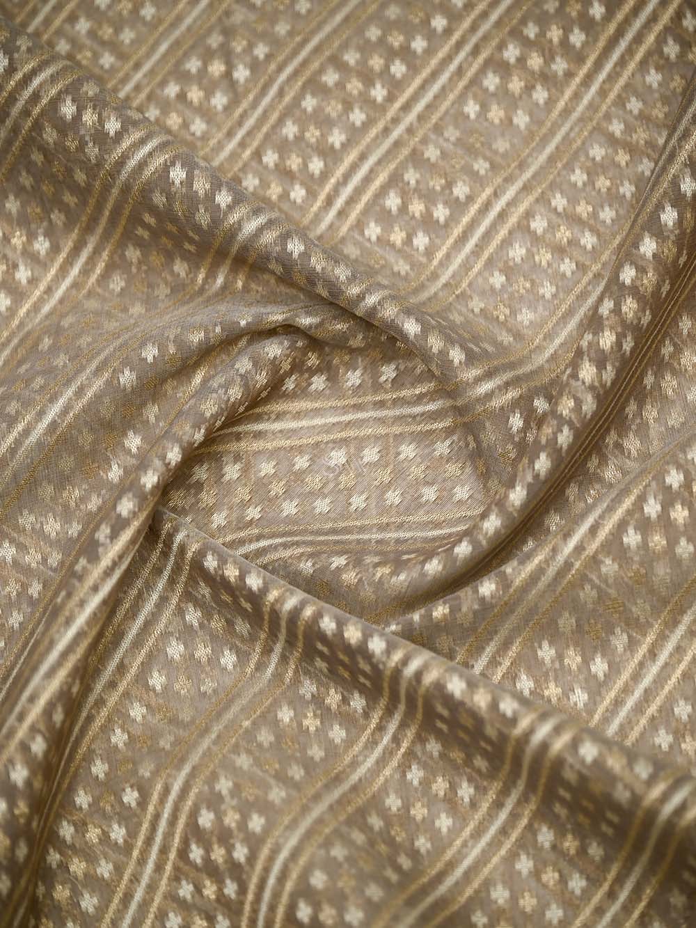 Light Brown Zari Cotton Saree - Sacred Weaves