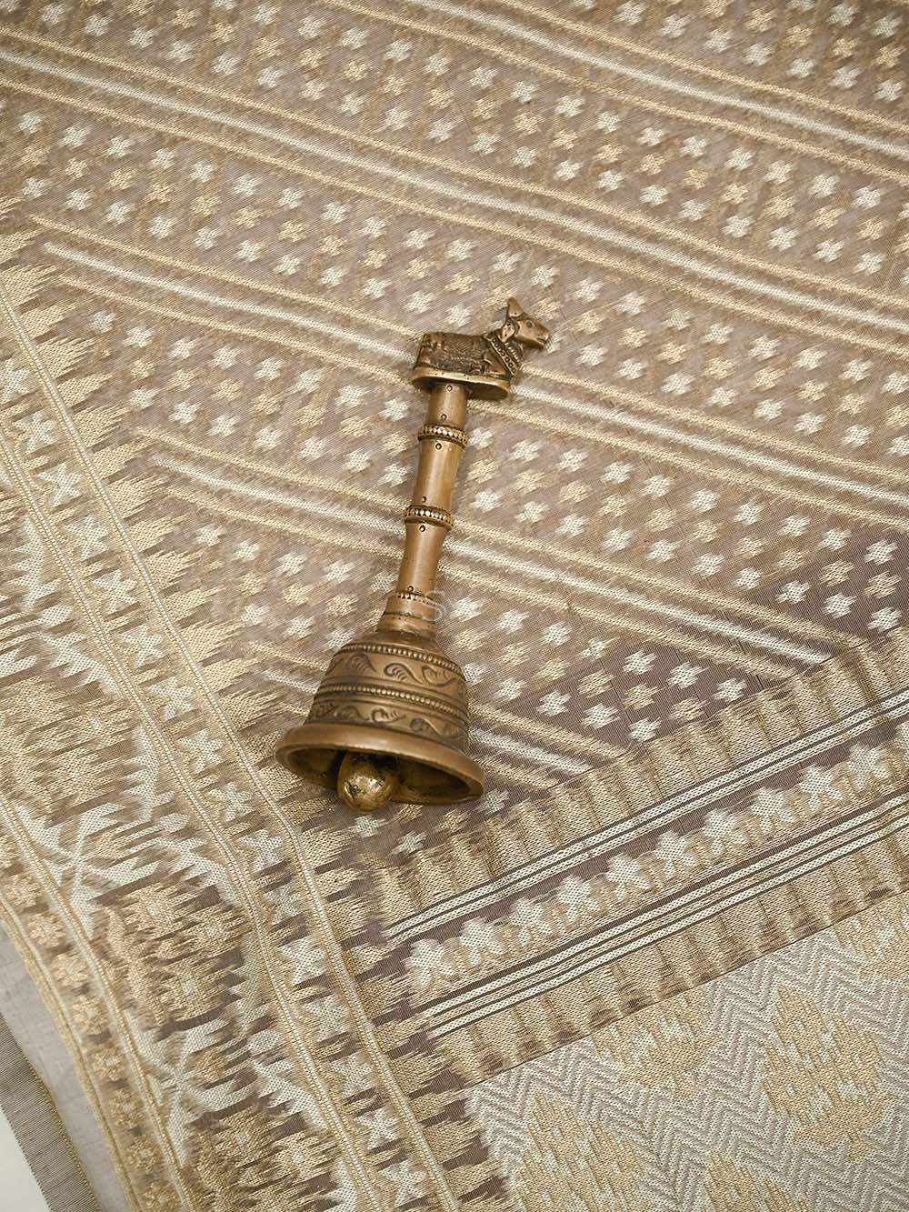 Light Brown Zari Cotton Saree - Sacred Weaves