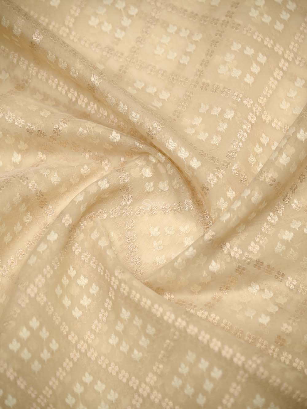 Cream Zari Cotton Saree - Sacred Weaves