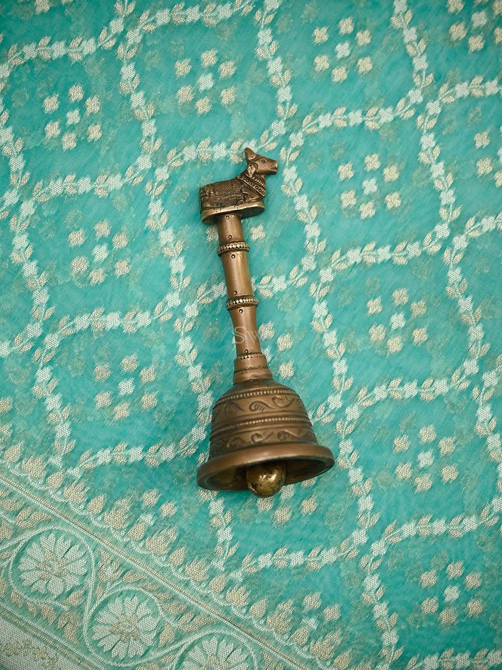 Aqua Blue Zari Cotton Saree - Sacred Weaves