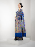 Midnight Blue Meenakari Bandhani Silk Handloom Banarasi Saree - Sacred Weaves