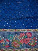 Midnight Blue Meenakari Bandhani Silk Handloom Banarasi Saree - Sacred Weaves