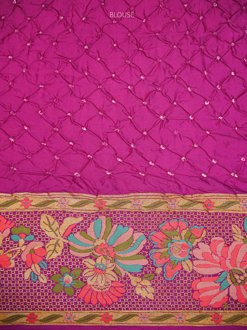 Magenta Meenakari Bandhani Silk Handloom Banarasi Saree - Sacred Weaves