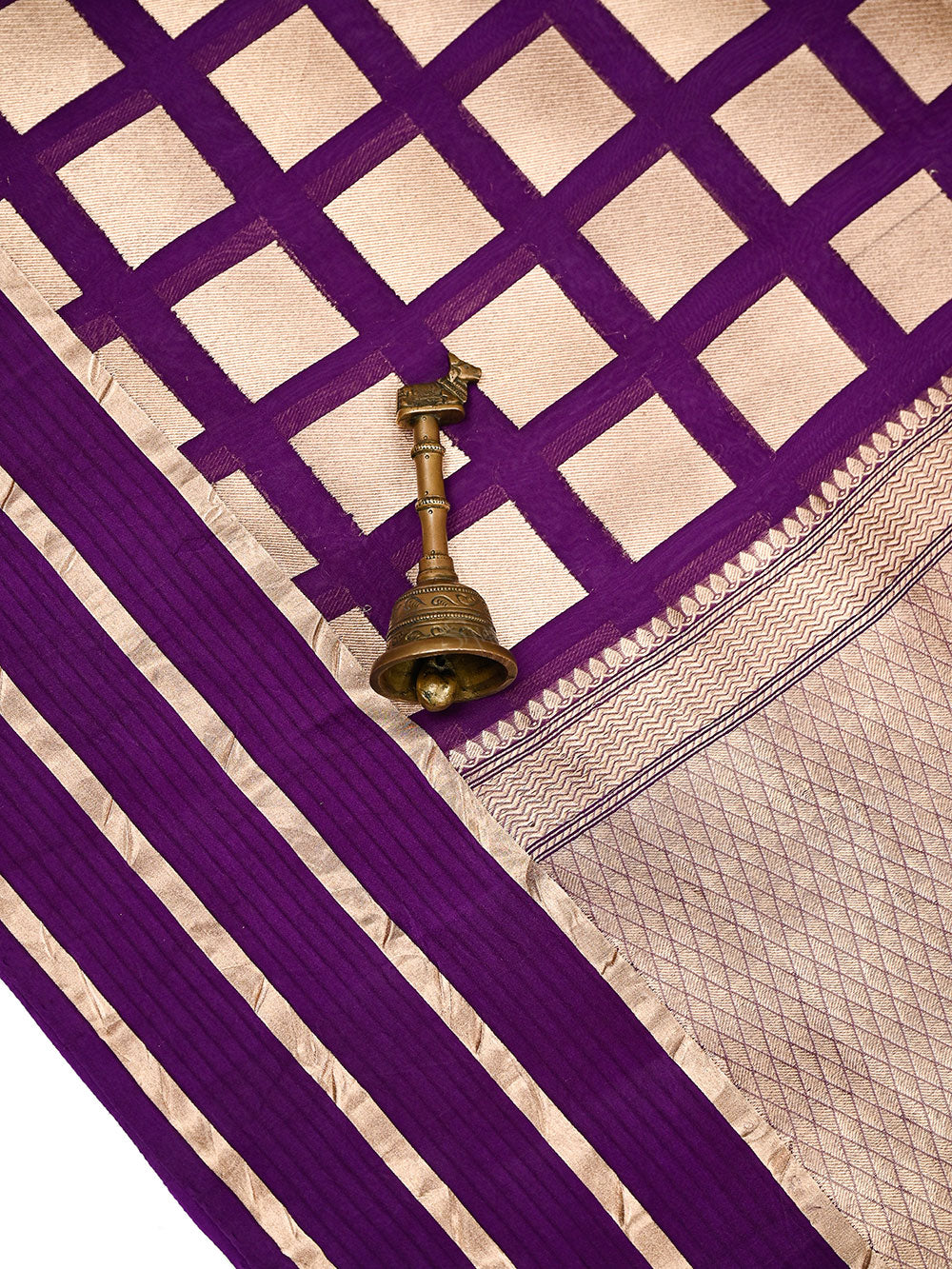Purple Boota Organza Handloom Banarasi Saree - Sacred Weaves
