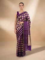 Purple Boota Organza Handloom Banarasi Saree - Sacred Weaves