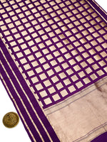 Purple Boota Organza Handloom Banarasi Saree - Sacred Weaves