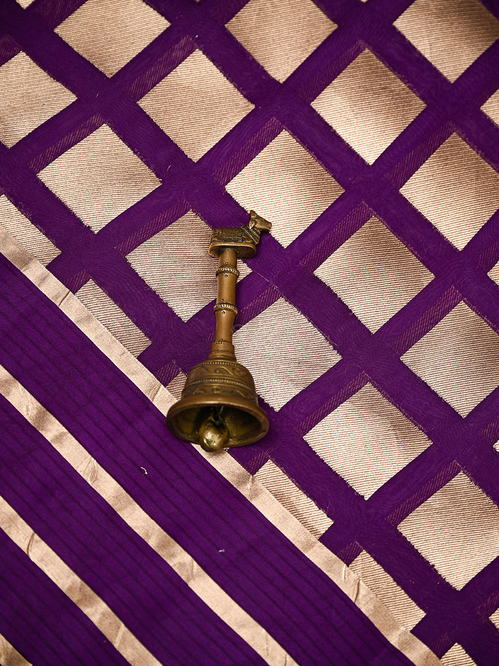 Purple Boota Organza Handloom Banarasi Saree - Sacred Weaves