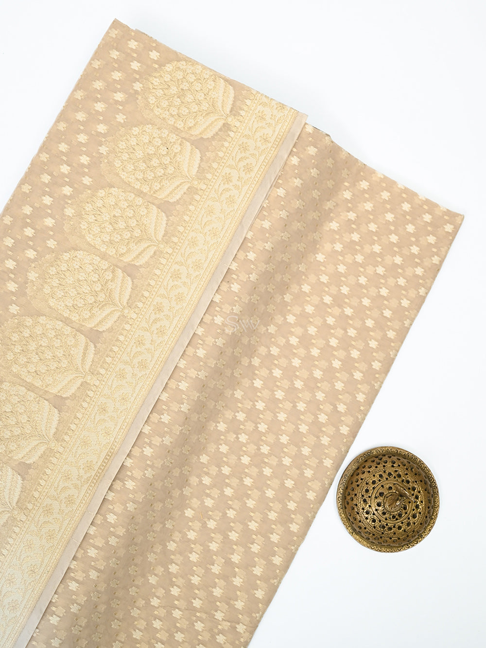 Cream Zari Cotton Saree - Sacred Weaves