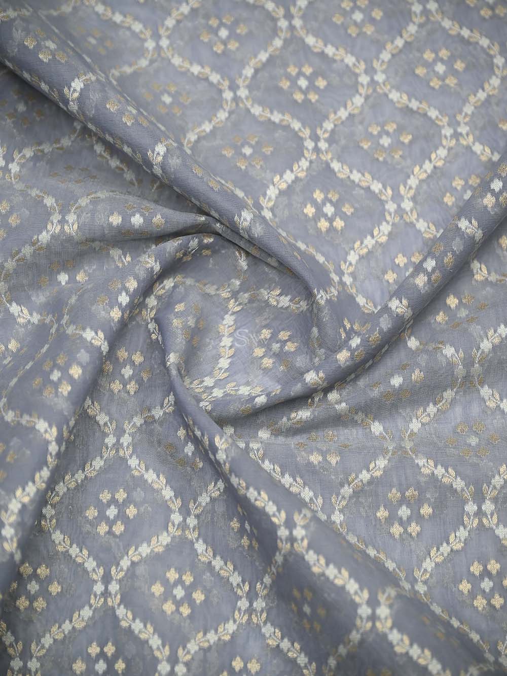 Light Grey Zari Cotton Saree - Sacred Weaves