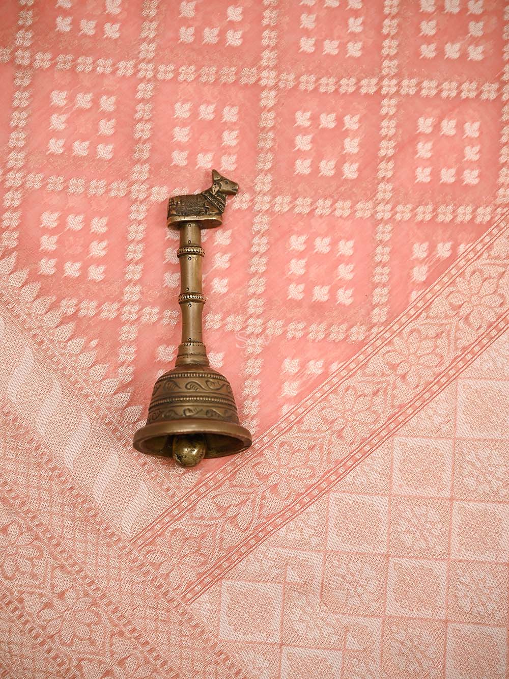 Pastel Pink Zari Cotton Saree - Sacred Weaves