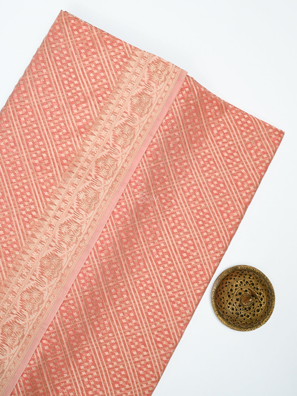 Pastel Pink Zari Cotton Saree - Sacred Weaves