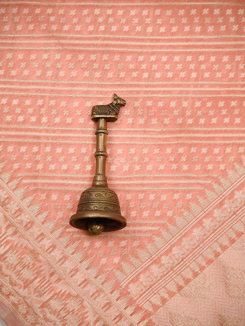 Pastel Pink Zari Cotton Saree - Sacred Weaves