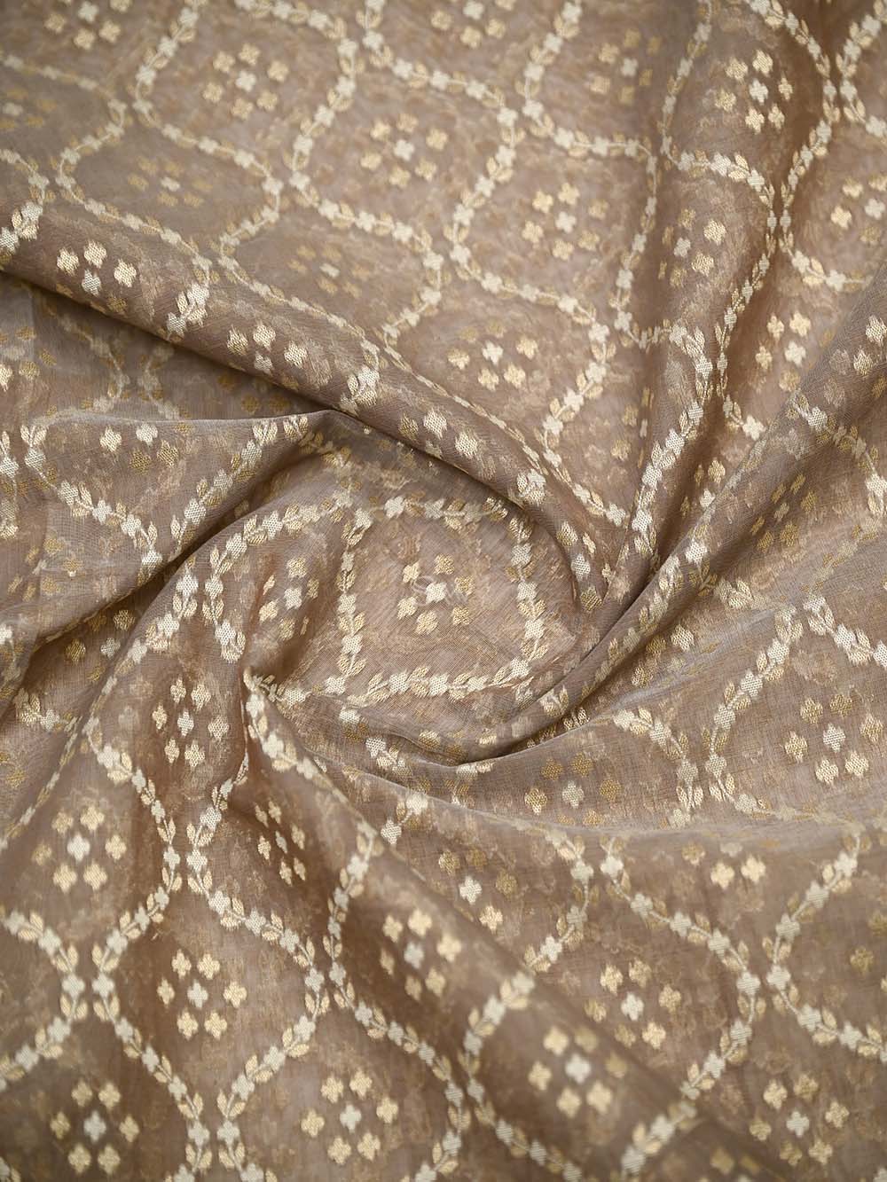 Light Brown Zari Cotton Saree - Sacred Weaves
