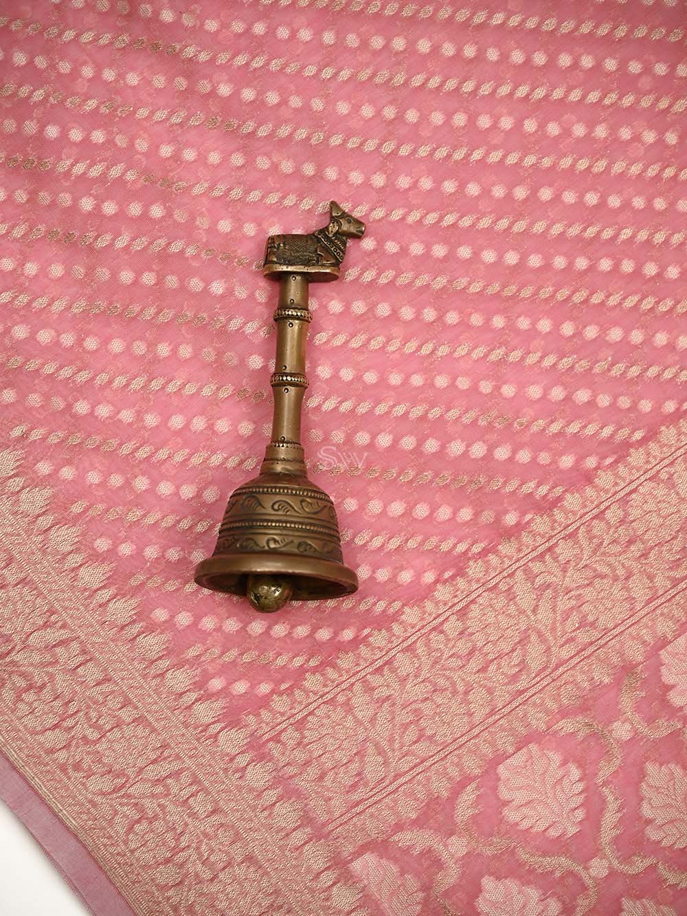 Pastel Pink Zari Cotton Saree - Sacred Weaves