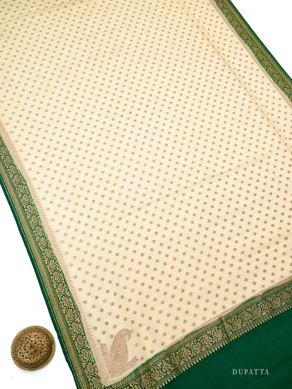 Green Jaal Crepe Silk Handloom Banarasi Suit - Sacred Weaves