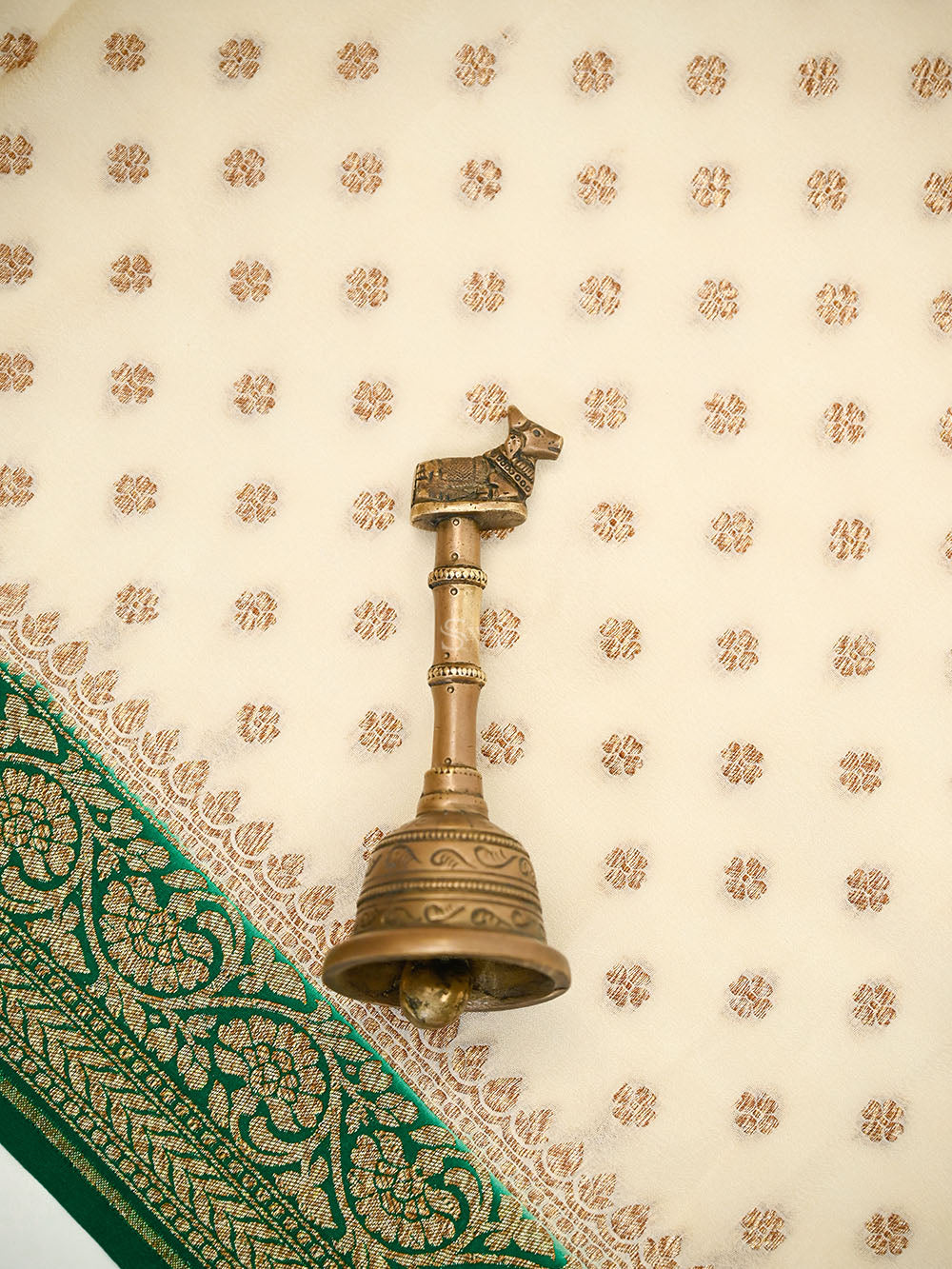 Green Jaal Crepe Silk Handloom Banarasi Suit - Sacred Weaves