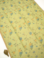 Pista Green Zari Cotton Meenakari Saree