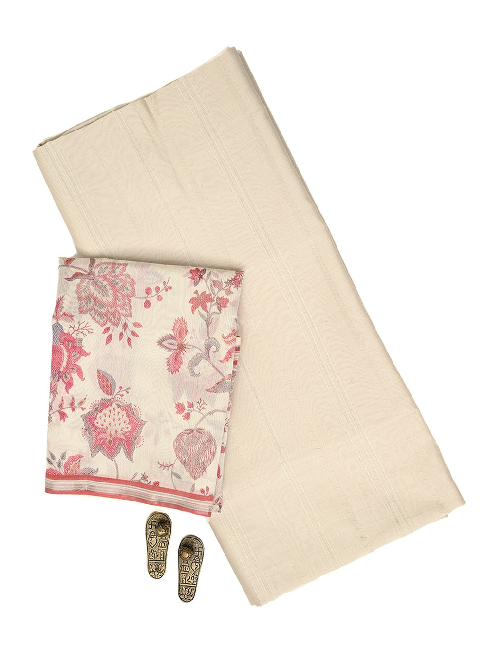 Cream Chanderi Silk Handloom Banarasi Suit - Sacred Weaves
