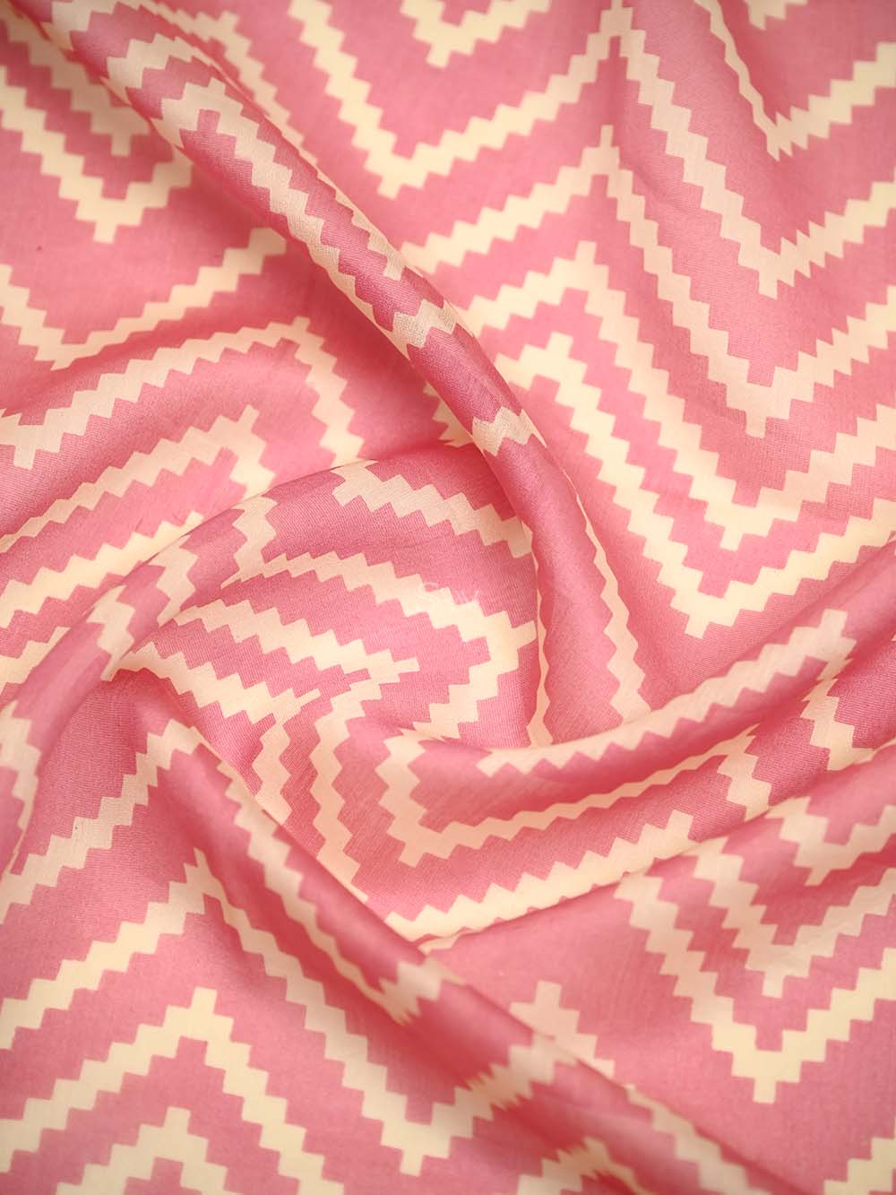 Pink Printed Chanderi Silk Handloom Banarasi Suit - Sacred Weaves