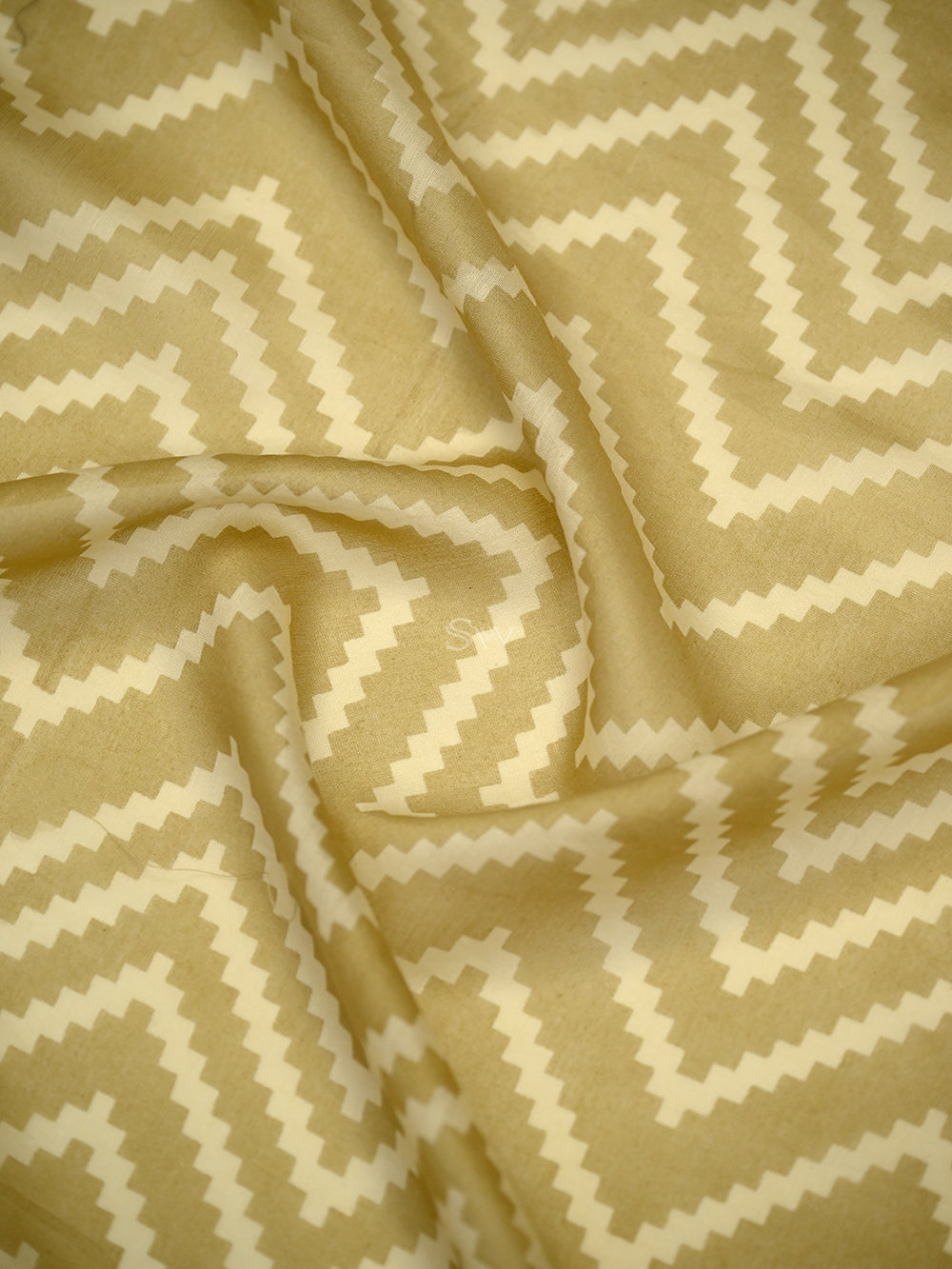 Beige Printed Chanderi Silk Handloom Banarasi Suit - Sacred Weaves