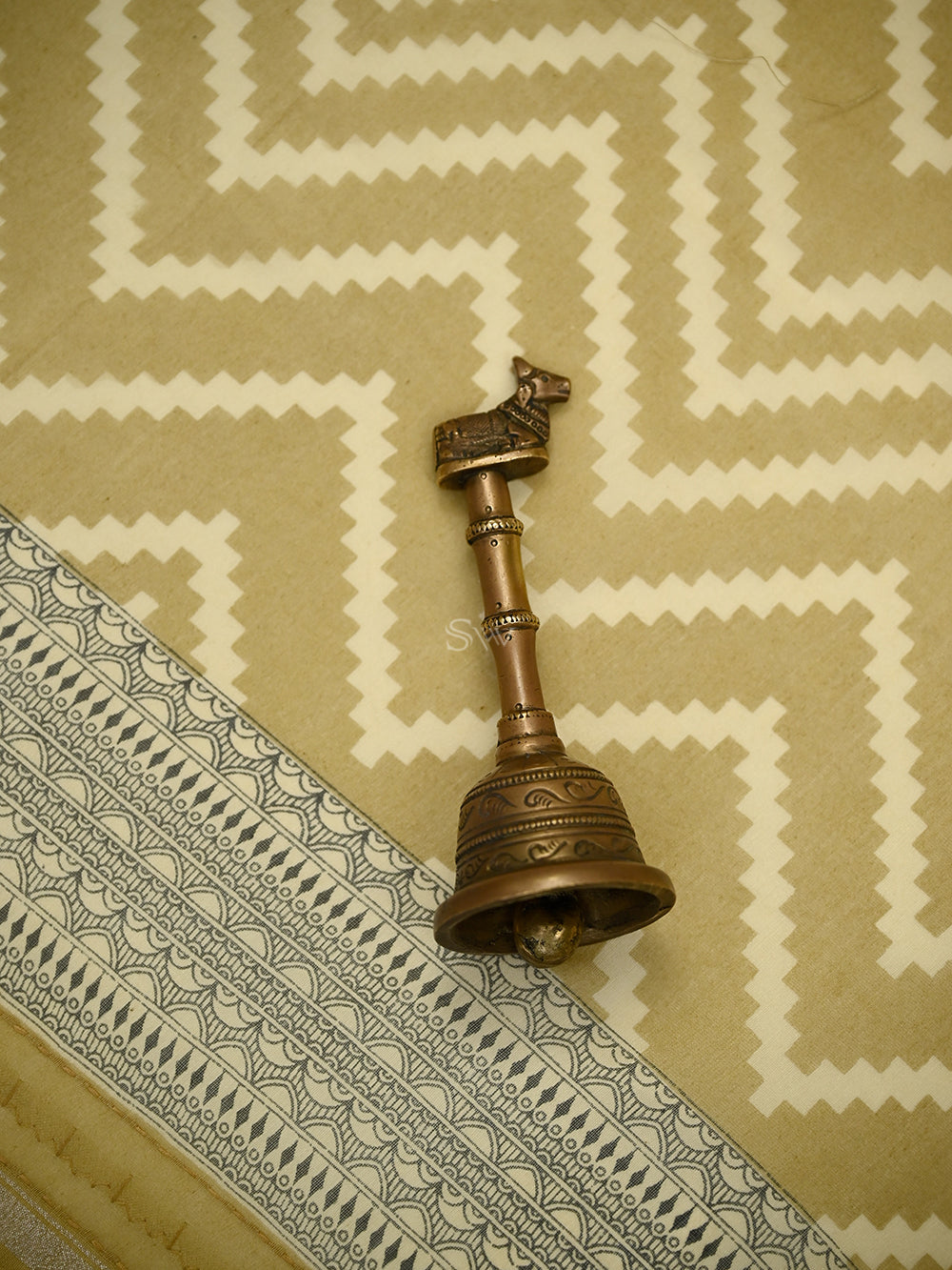 Beige Printed Chanderi Silk Handloom Banarasi Suit - Sacred Weaves