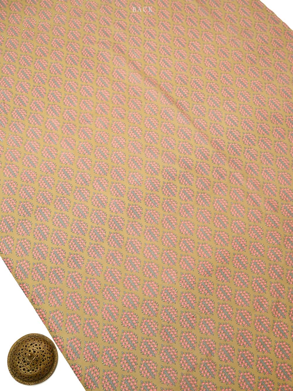 Dark Beige Printed Chanderi Silk Handloom Banarasi Suit - Sacred Weaves