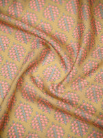 Dark Beige Printed Chanderi Silk Handloom Banarasi Suit - Sacred Weaves