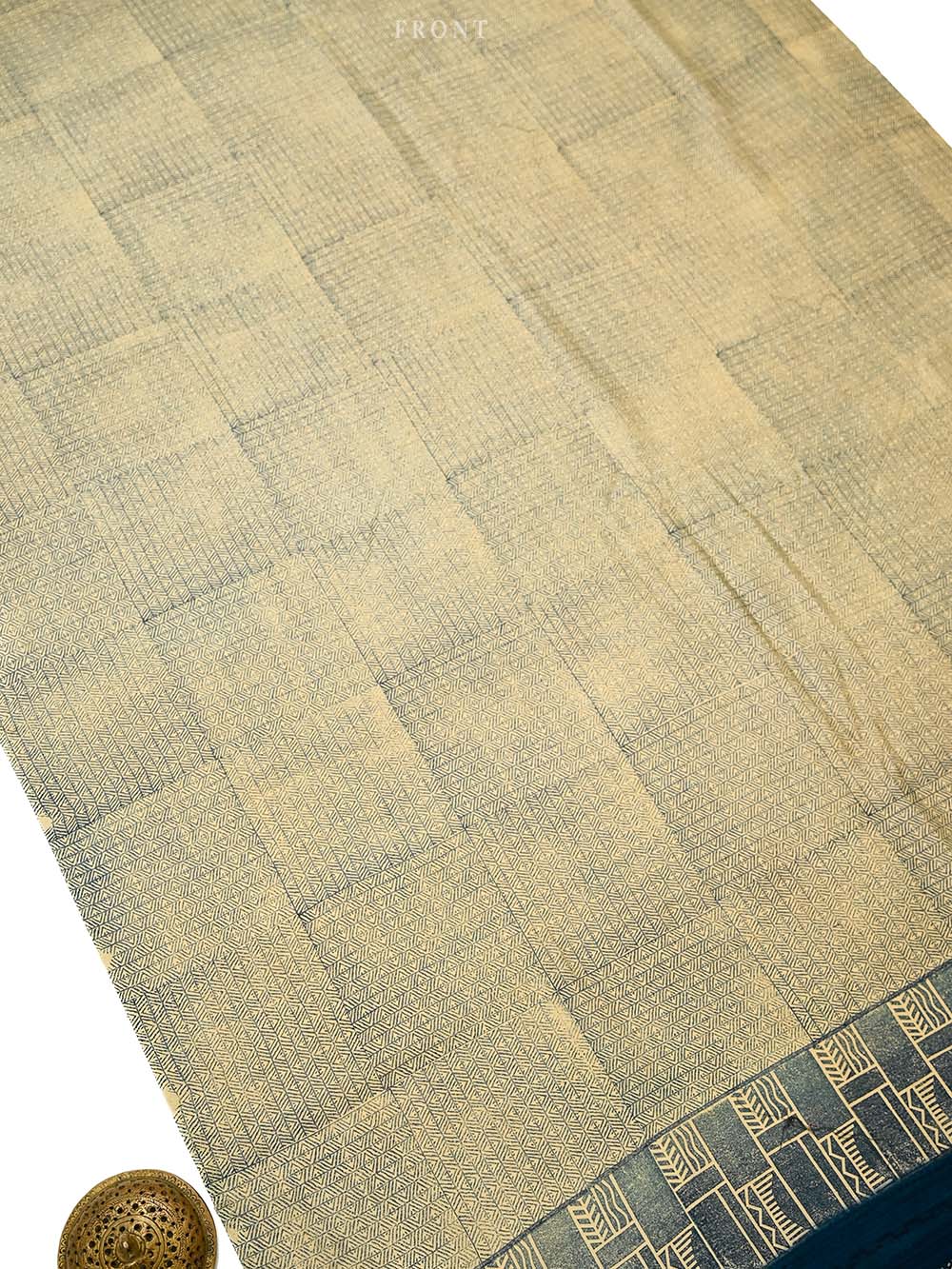 Midnight Blue Printed Cotton Silk Handloom Banarasi Suit