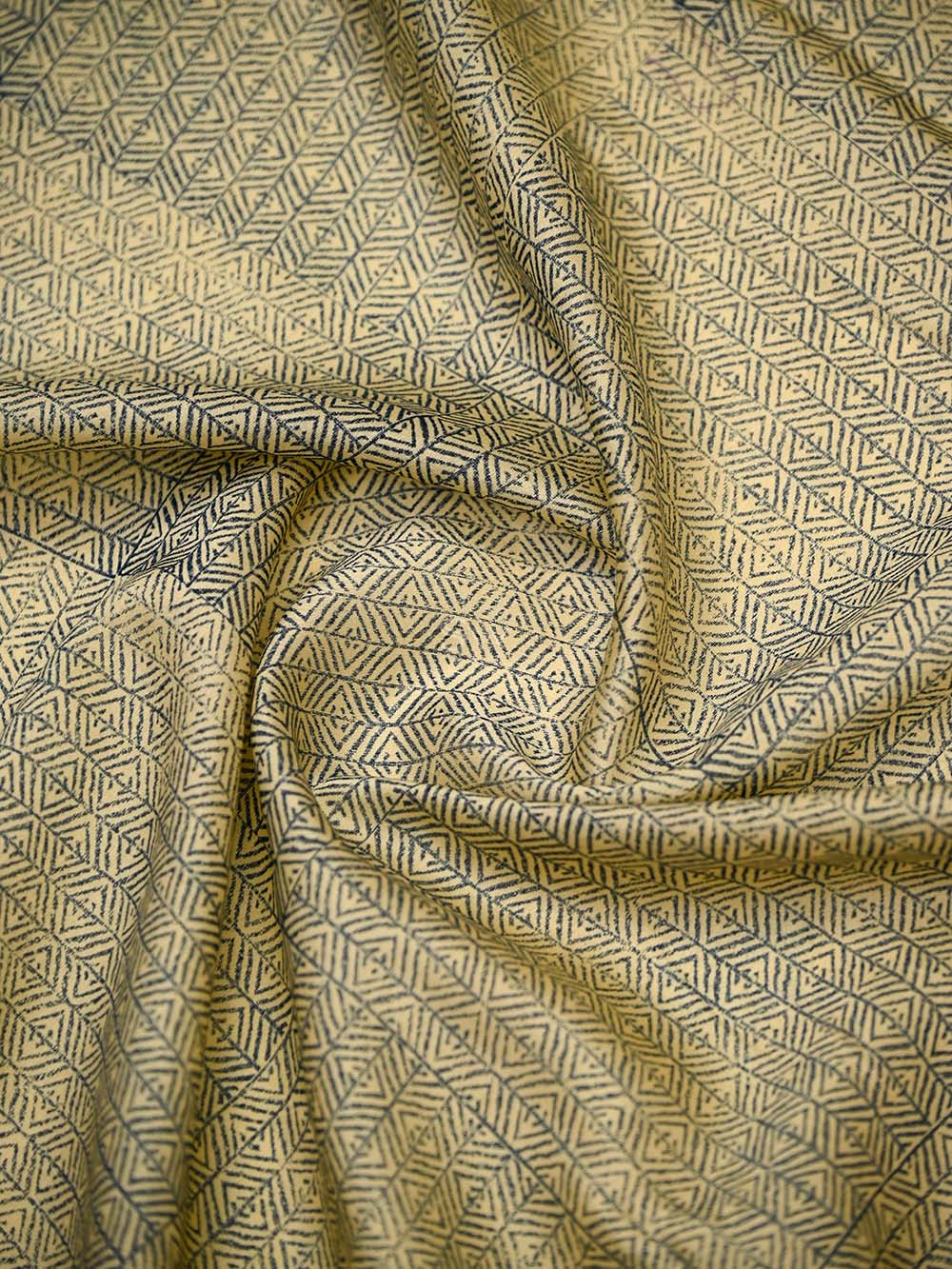 Midnight Blue Printed Cotton Silk Handloom Banarasi Suit