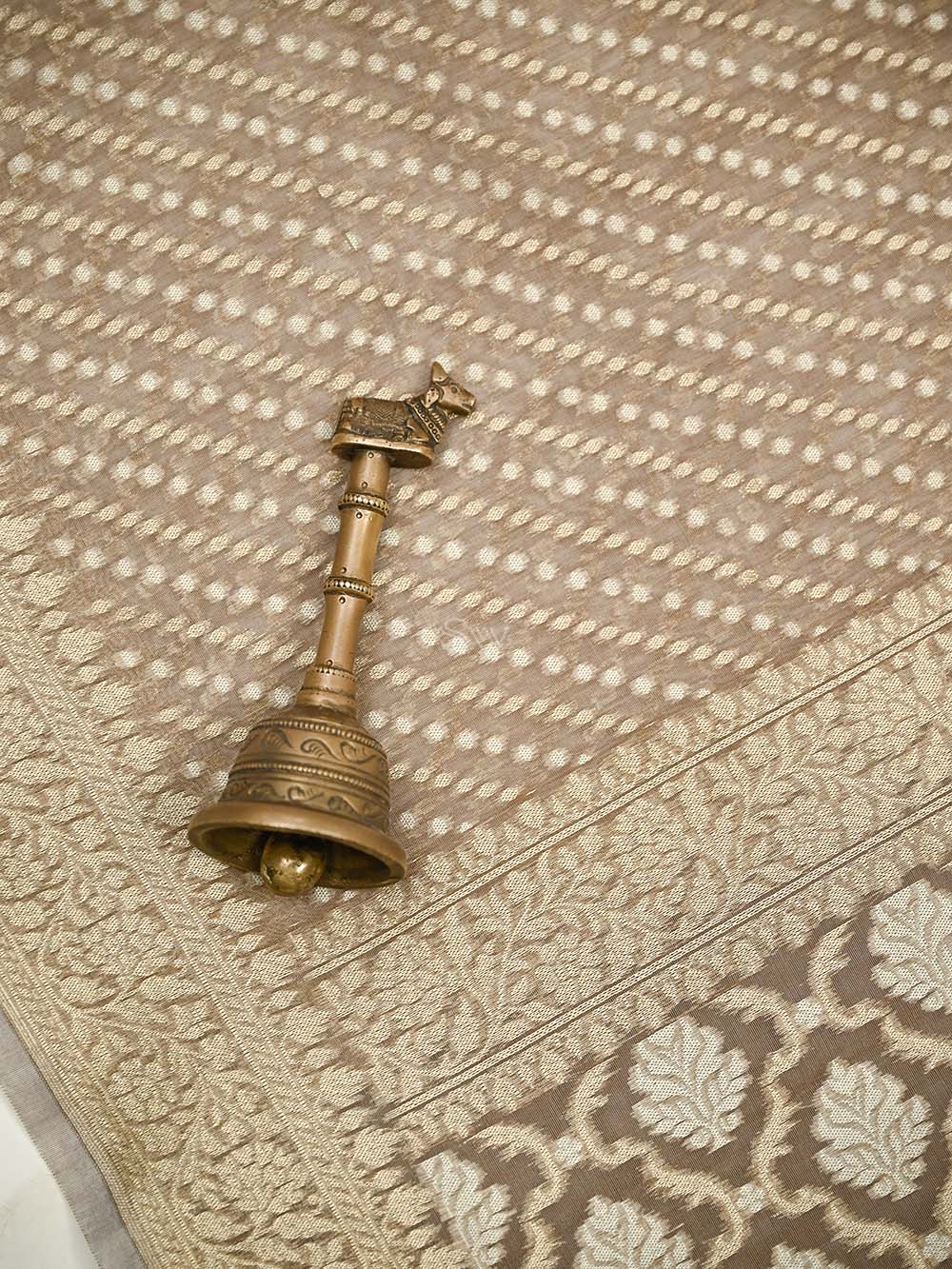 Light Brown Zari Cotton Saree - Sacred Weaves