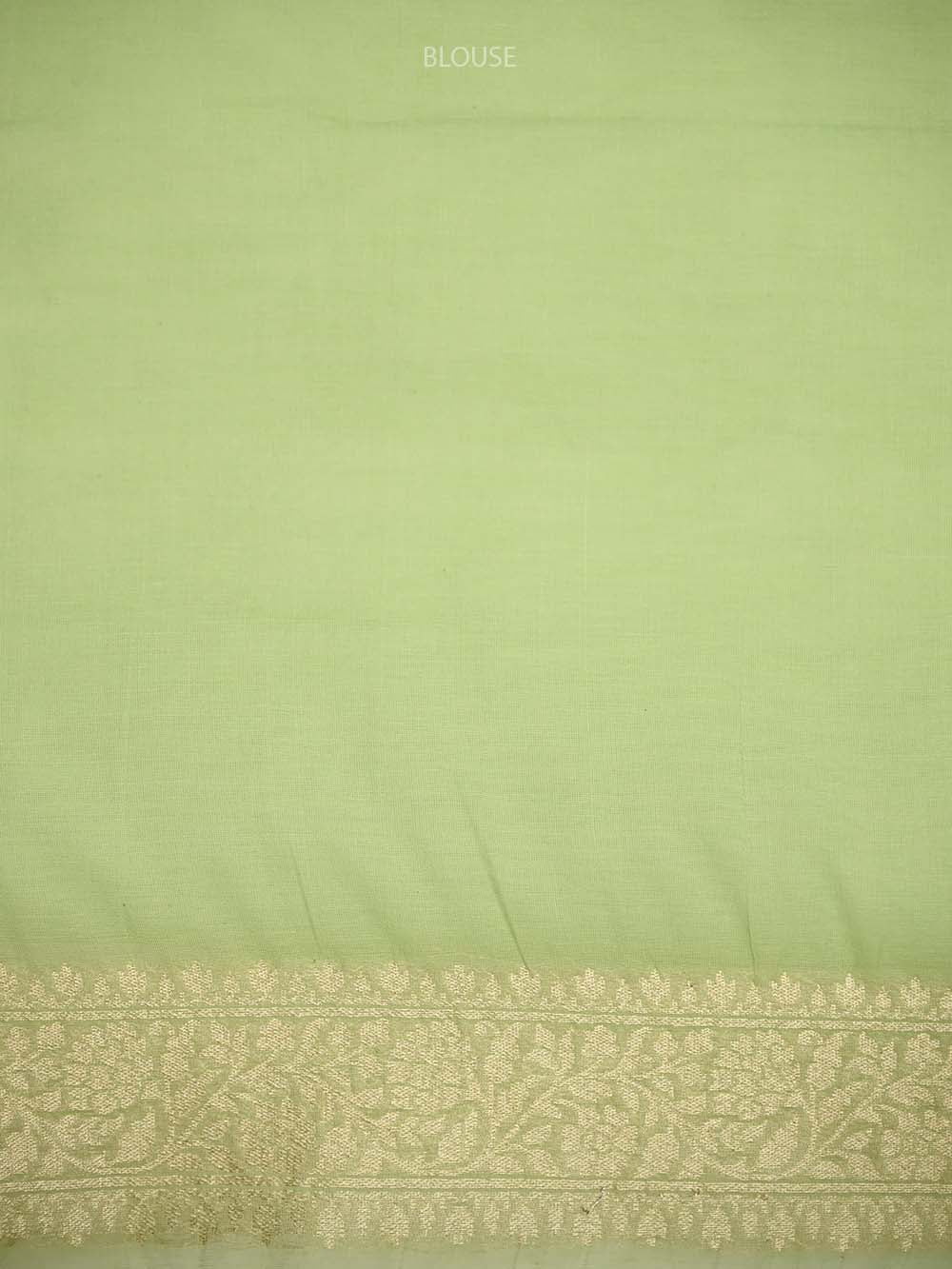 Sea Green Zari Cotton Saree - Sacred Weaves
