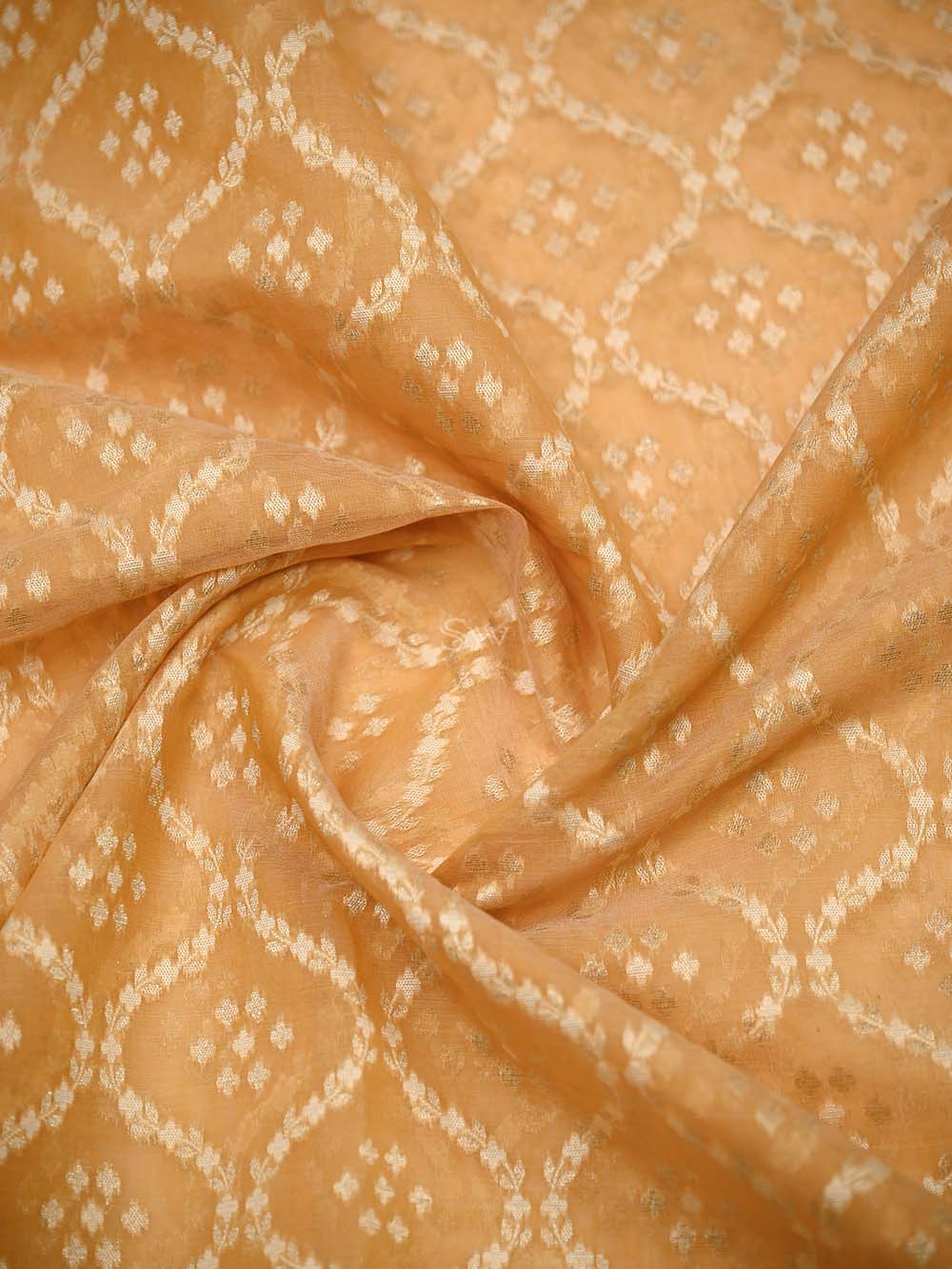 Pastel Orange Zari Cotton Saree - Sacred Weaves