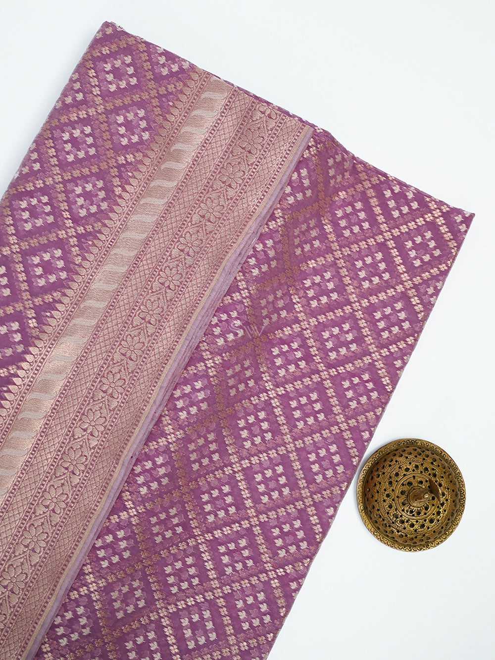 Lilac Zari Cotton Saree - Sacred Weaves