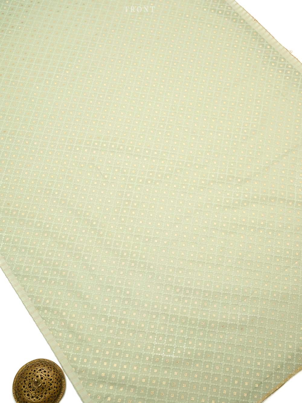 Mint Green Booti Cotton Silk Handloom Banarasi Suit - Sacred Weaves
