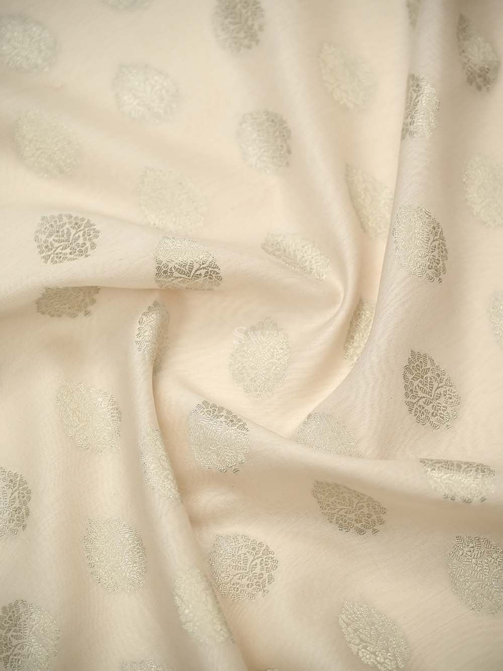 Cream Cotton Silk Handloom Banarasi Suit