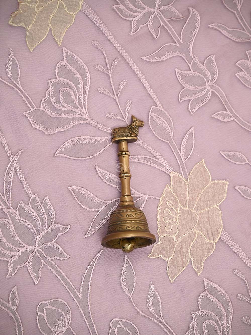 Pastel Purple Embroidered Organza Handloom Banarasi Suit