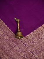 Purple Plain Crepe Silk Handloom Banarasi Saree - Sacred Weaves