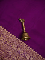 Purple Plain Crepe Silk Handloom Banarasi Saree - Sacred Weaves