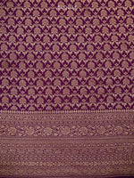 Purple Plain Crepe Silk Handloom Banarasi Saree - Sacred Weaves