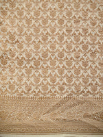 Off White Plain Crepe Silk Handloom Banarasi Saree - Sacred Weaves