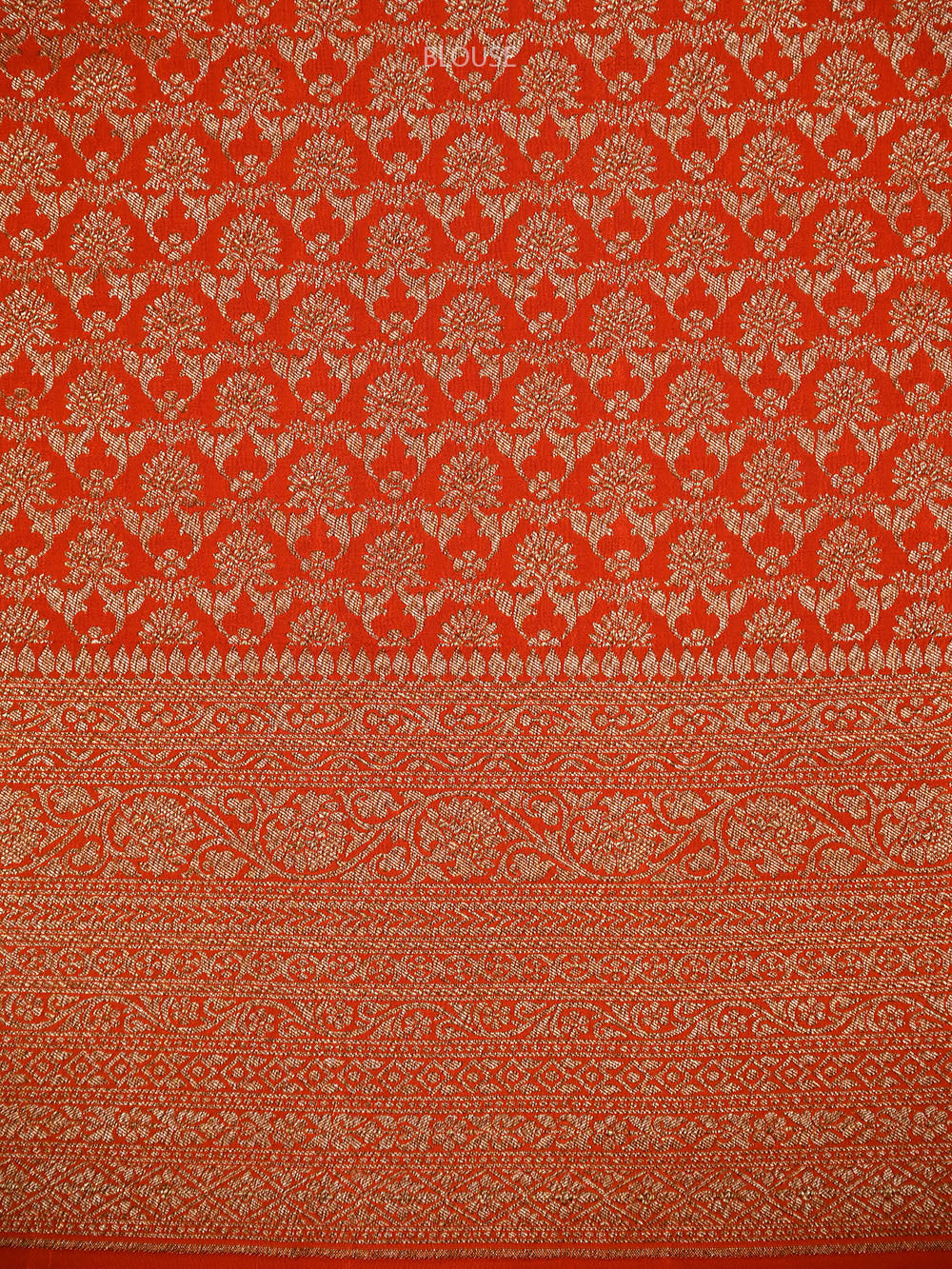 Orange Plain Crepe Silk Handloom Banarasi Saree - Sacred Weaves