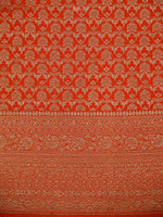 Orange Plain Crepe Silk Handloom Banarasi Saree - Sacred Weaves
