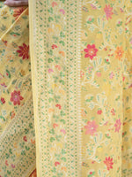 Yellow Meenakari Jaal Khaddi Georgette Handloom Banarasi Saree - Sacred Weaves
