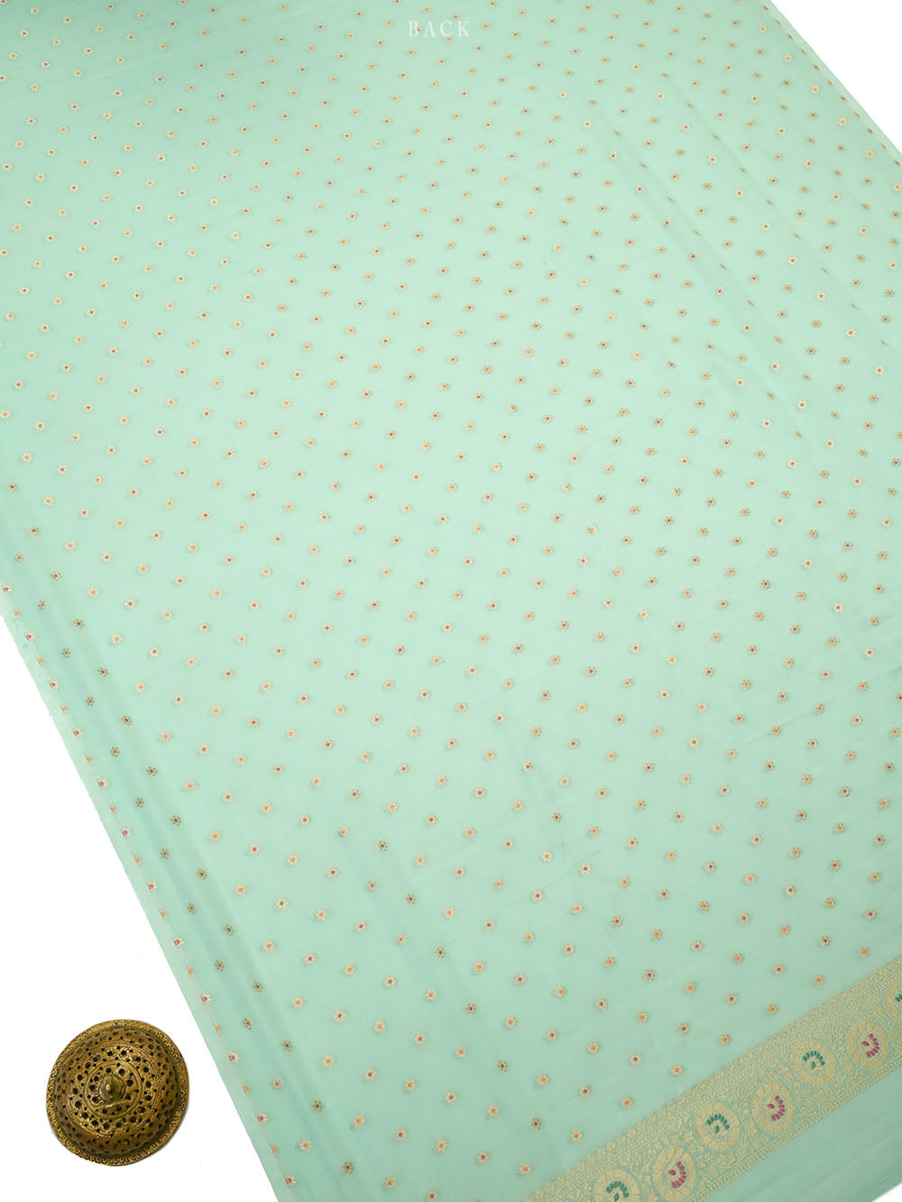 Sea Green Meenakari Booti Crepe Silk Handloom Banarasi Suit - Sacred Weaves