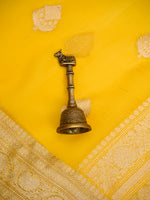 Yellow Booti Organza Silk Handloom Banarasi Saree - Sacred Weaves
