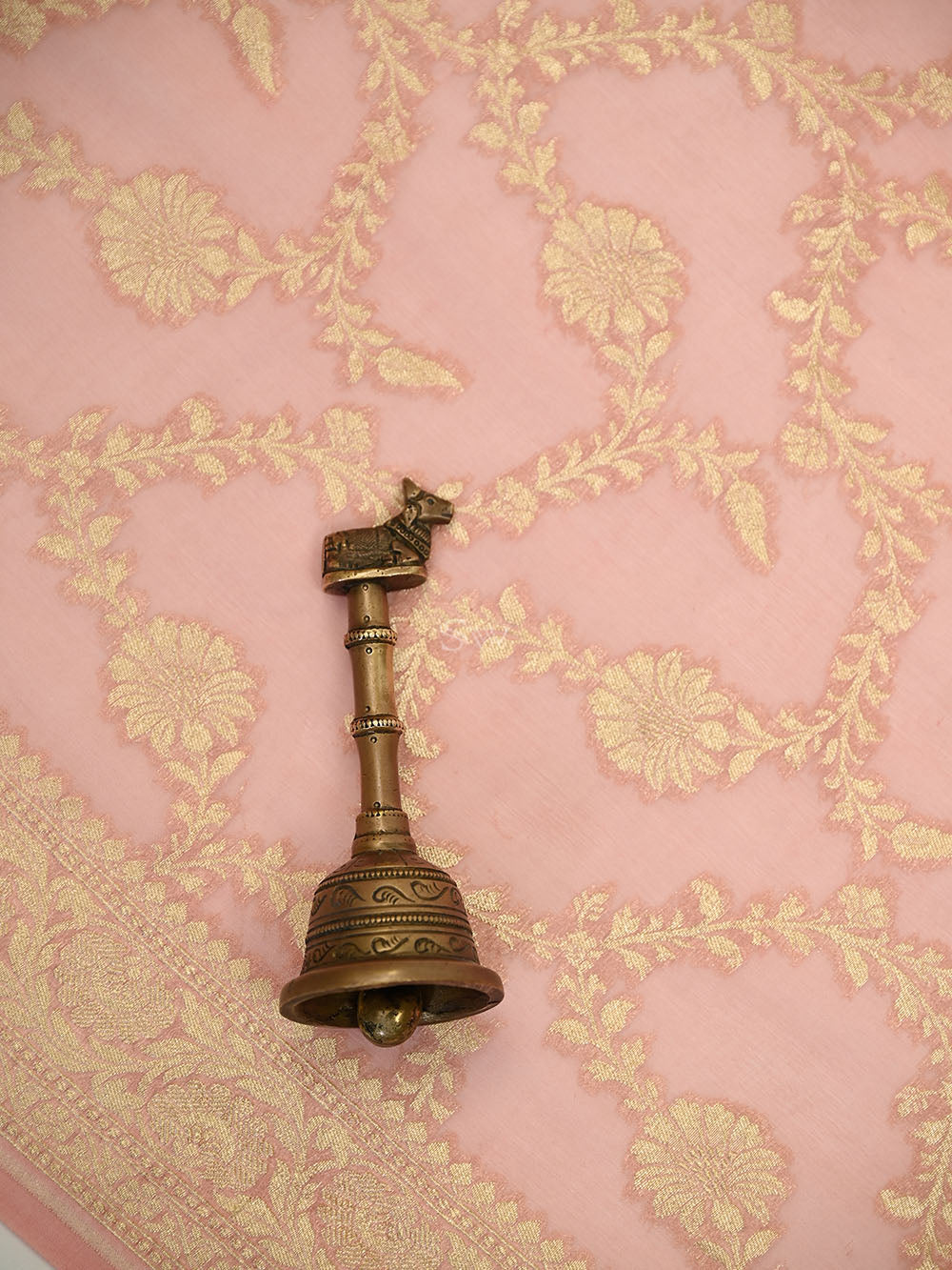 Peach Booti Khaddi Georgette Handloom Banarasi Suit - Sacred Weaves